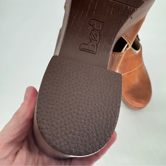 B.O.C. Women’s 8M Cecilia Brown Leather Platform Heeled Clog Clogs Shoes - Picture 12 of 13